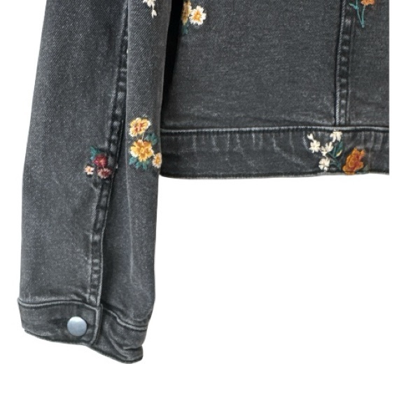 DRIFTWOOD Embroidered Spring Trucker Jacket Black Floral Denim Size Large - Picture 14 of 15
